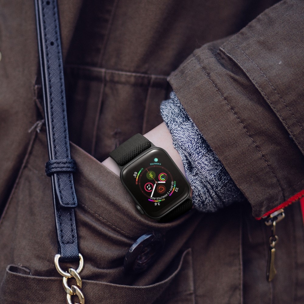Correa elástica de nailon Apple Watch Series 9 45mm, Marrón oscuro
