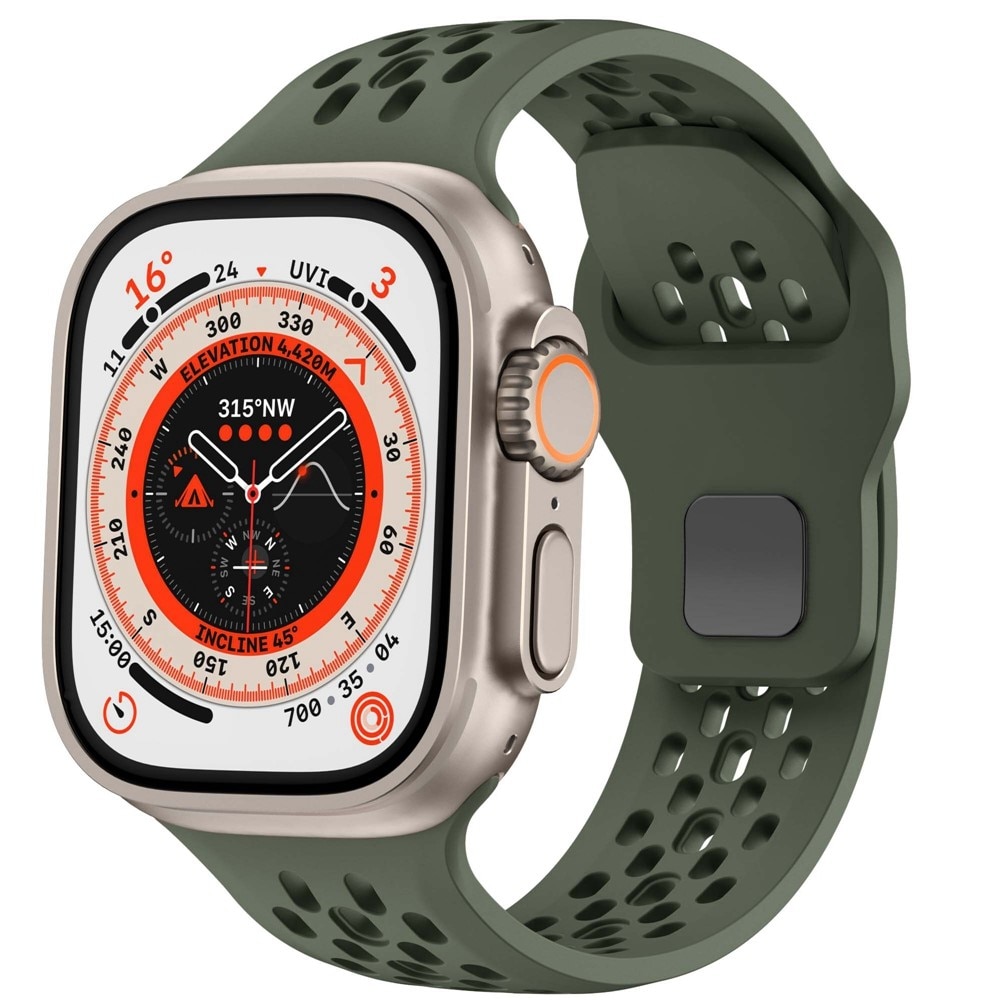 Correa Sport de silicona Apple Watch Series 9 45mm Verde oscuro