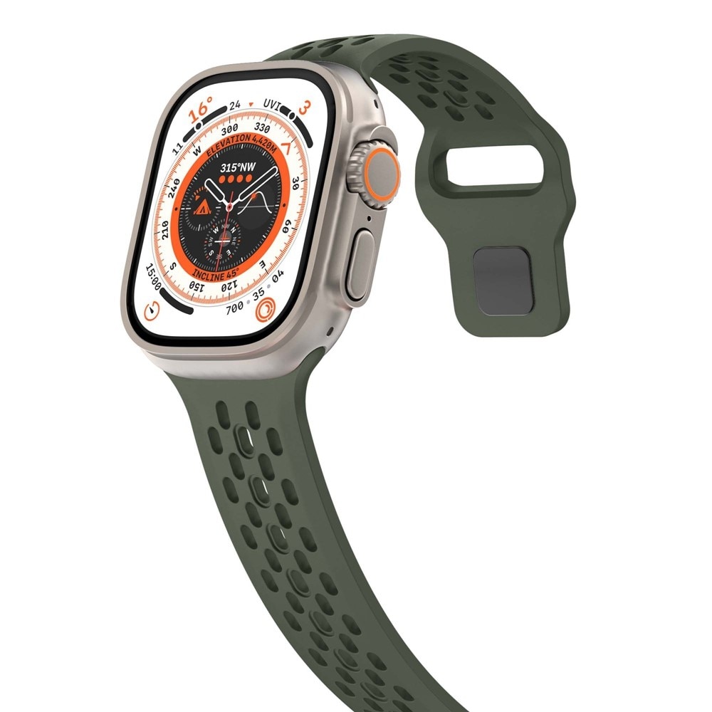 Correa Sport de silicona Apple Watch Series 9 45mm Verde oscuro
