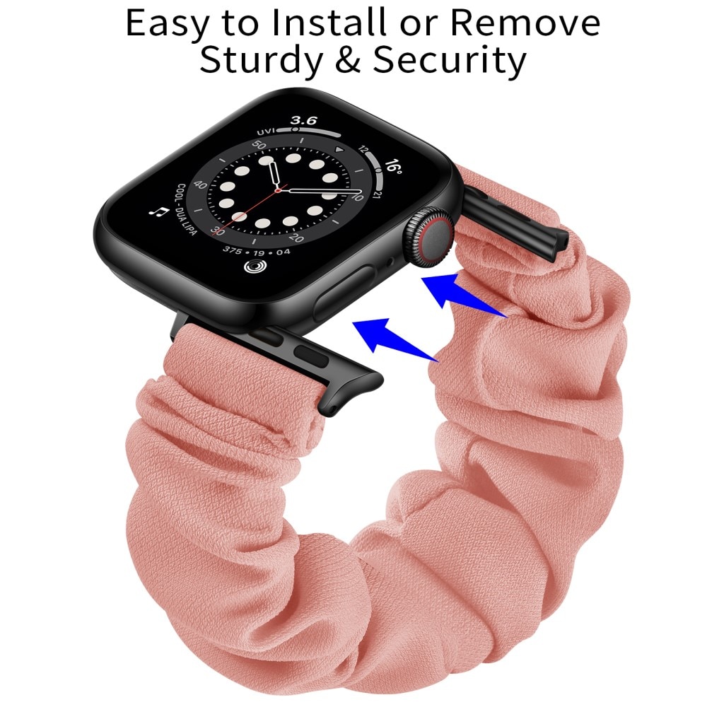Correa Scrunchie Apple Watch 41mm Series 9 rosa/plata