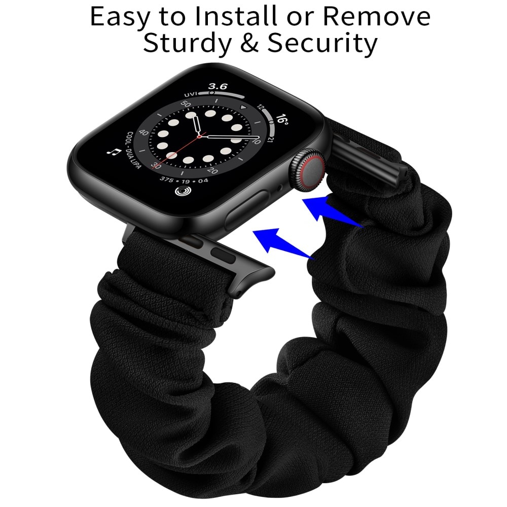 Correa Scrunchie Apple Watch 41mm Series 9 negro/plata