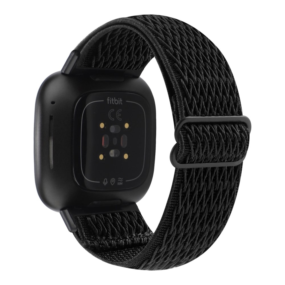 Correa tejida elástica de nailon Fitbit Versa 3 negro