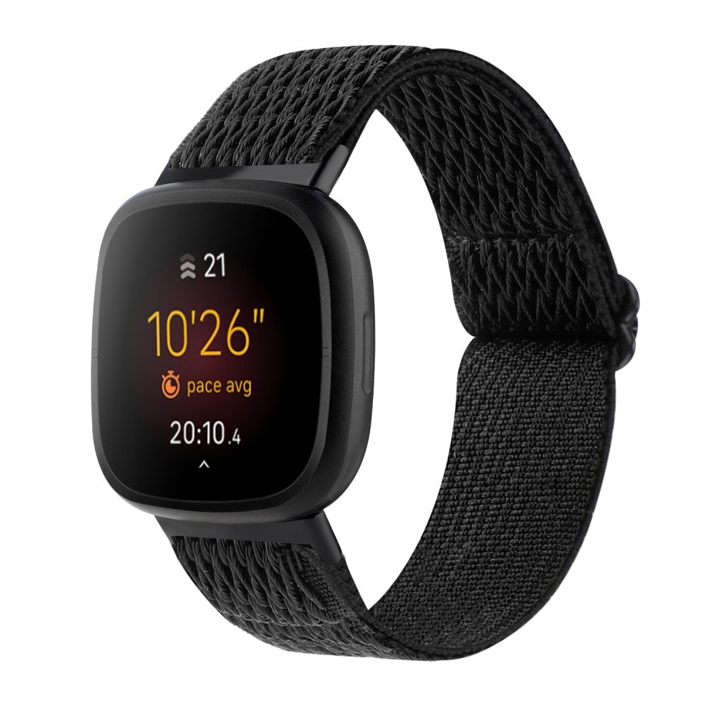 Correa tejida elástica de nailon Fitbit Sense negro