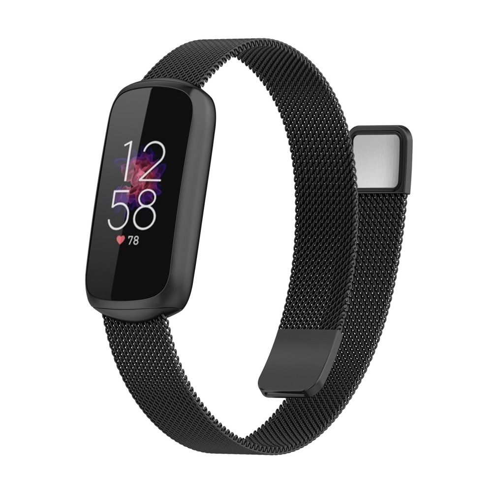 Pulsera milanesa para Fitbit Luxe, Negro