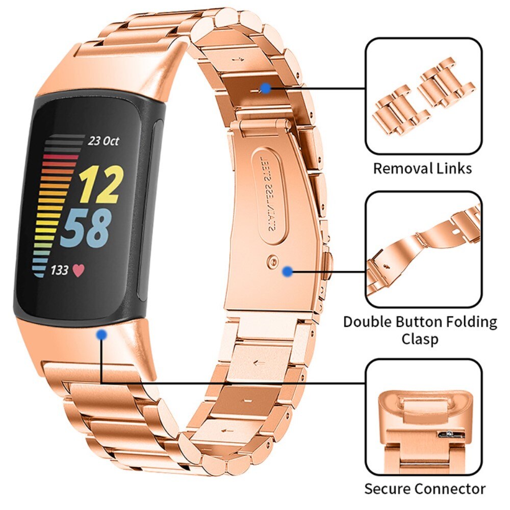 Correa de acero Fitbit Charge 6 Oro rosa