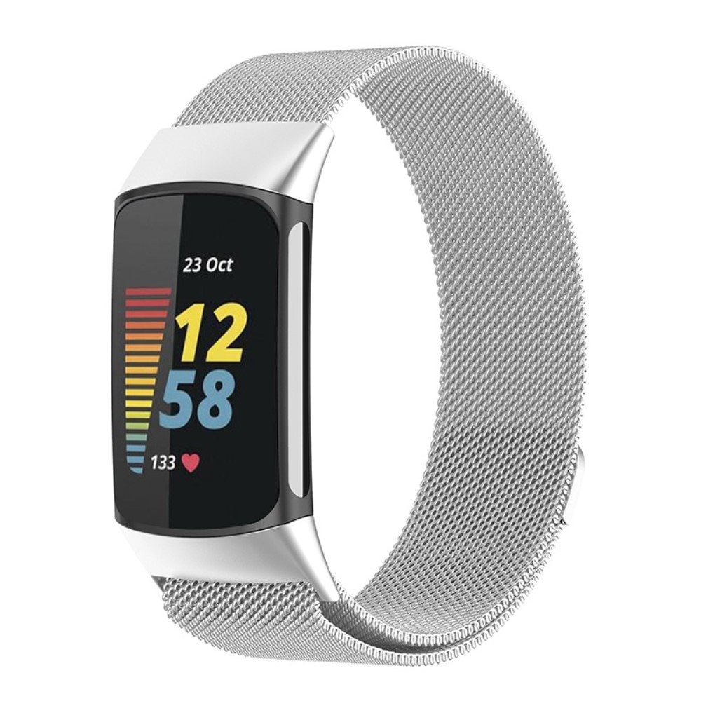 Pulsera milanesa para Fitbit Charge 6, Plata