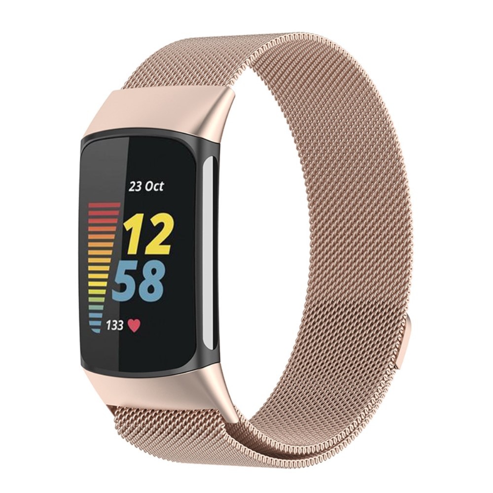 Pulsera milanesa para Fitbit Charge 6, Dorado champagne