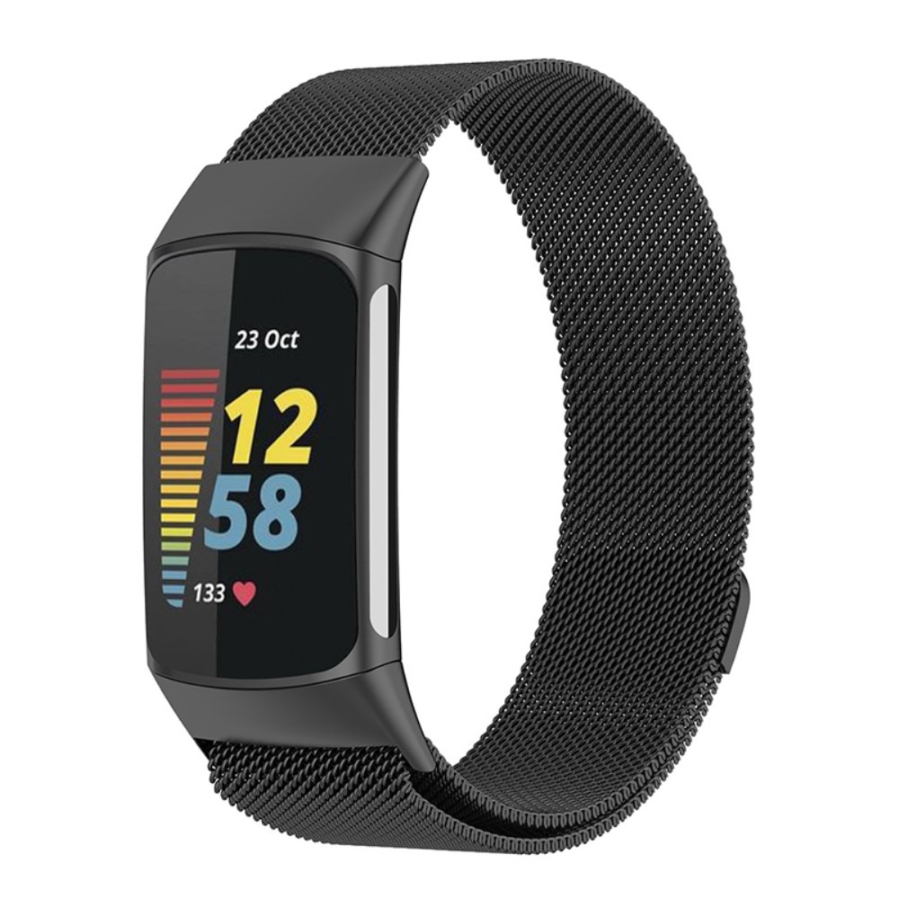 Pulsera milanesa para Fitbit Charge 6, Negro