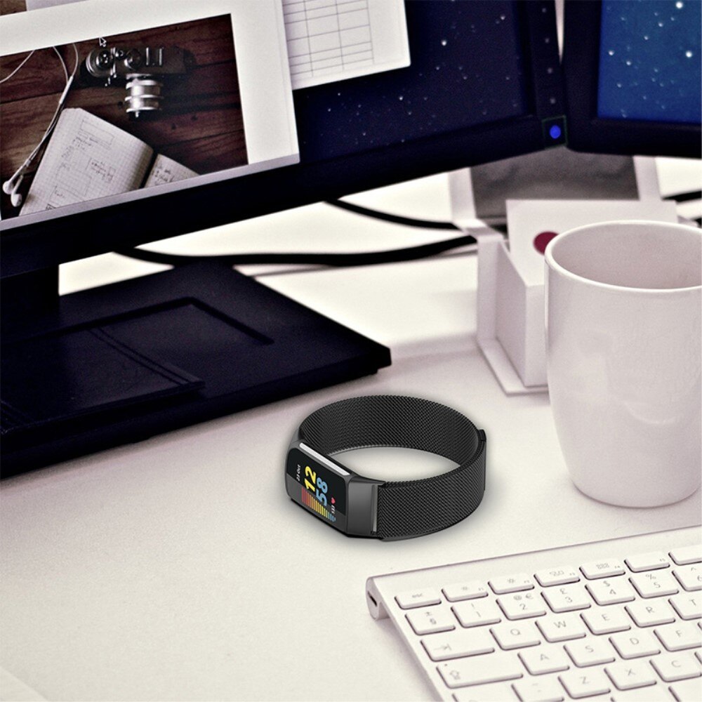 Pulsera milanesa para Fitbit Charge 6, Negro