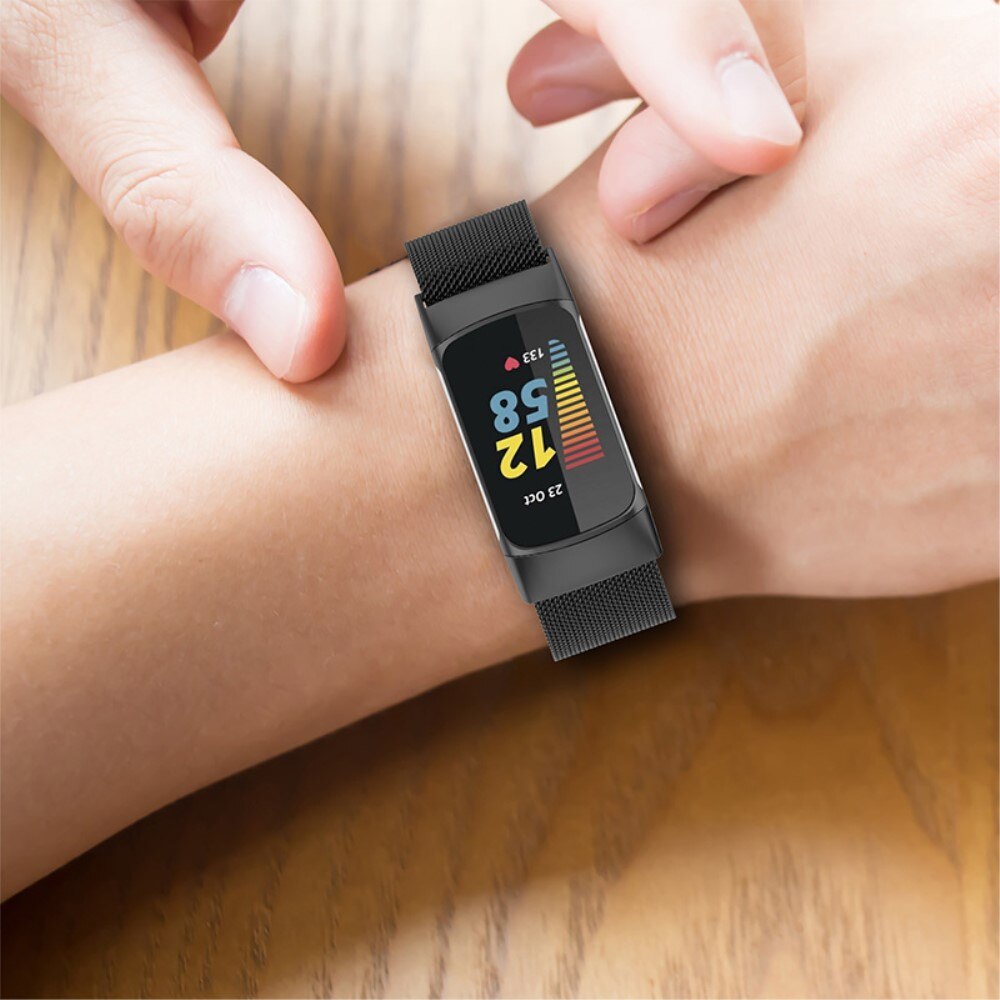 Pulsera milanesa para Fitbit Charge 5, negro