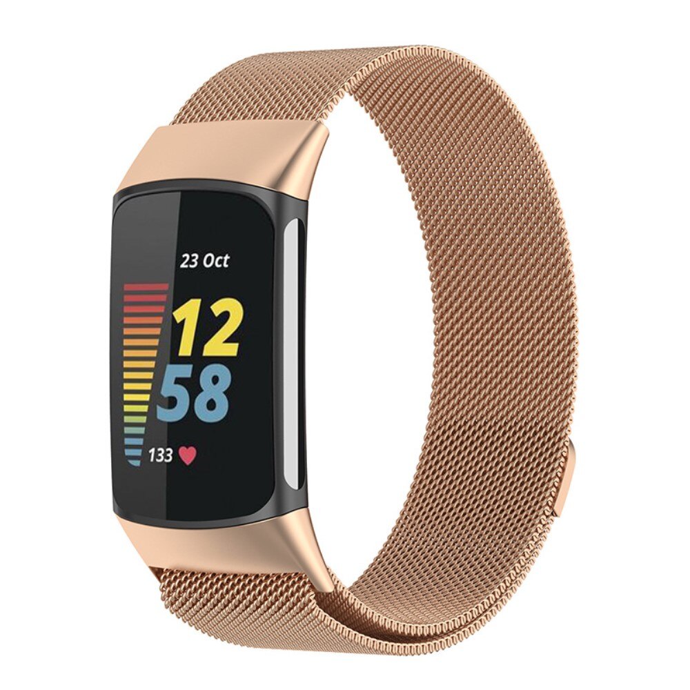 Pulsera milanesa para Fitbit Charge 5, oro rosa