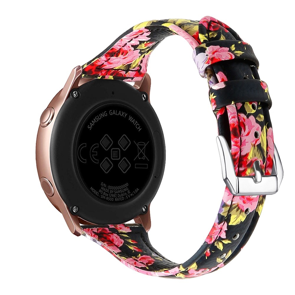 Correa fina de piel Samsung Galaxy Watch 42mm Flores negras