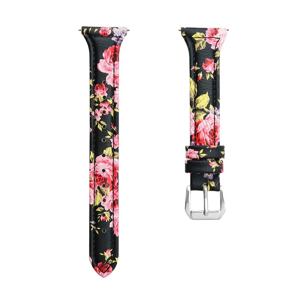 Correa fina de piel Coros Pace 2 flores negras