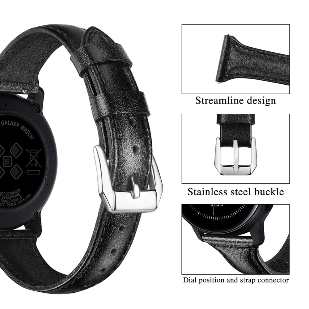 Correa fina de piel Samsung Galaxy Watch 6 Classic 43mm negro