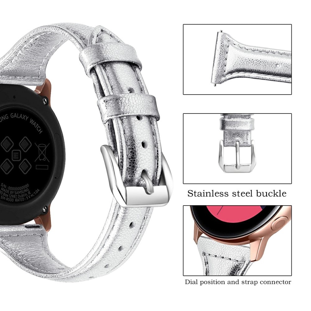 Correa fina de piel Samsung Galaxy Watch 4 40mm plata