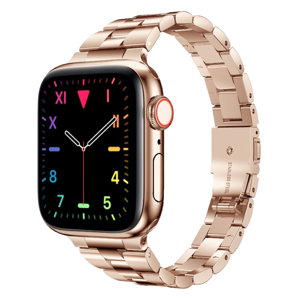 Correa fina de acero Apple Watch 44mm oro rosa