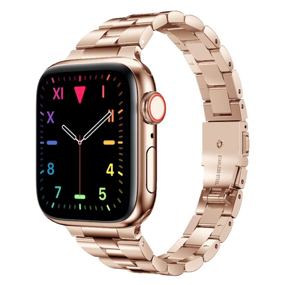 Correa fina de acero Apple Watch 45mm Series 7 oro rosa