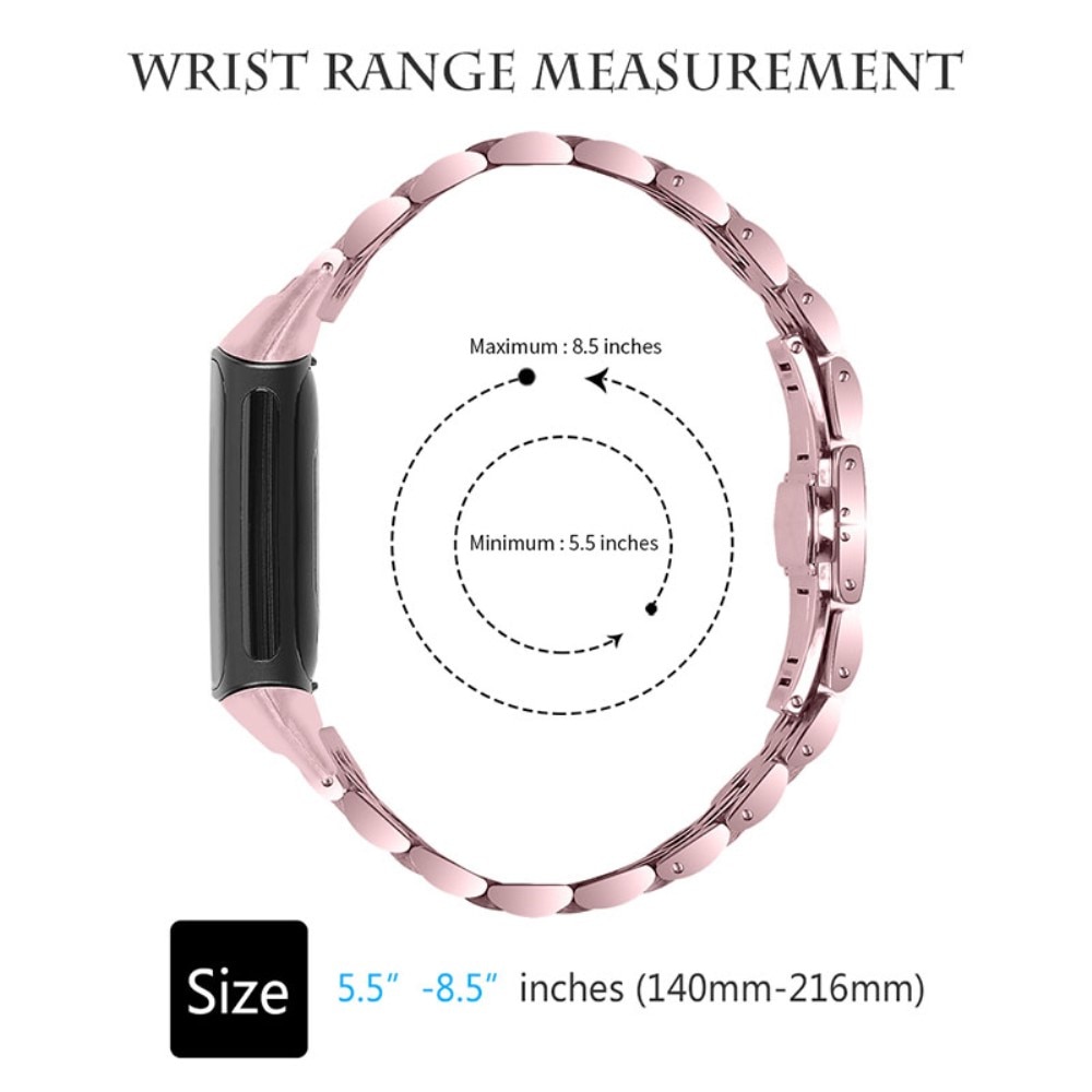 Correa de acero inoxidable Fitbit Charge 6 Rosa