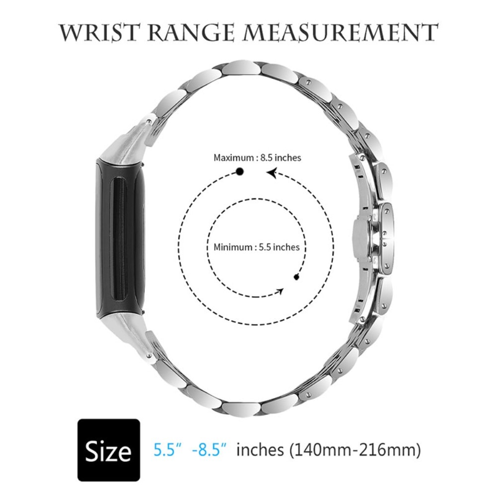 Correa de acero inoxidable Fitbit Charge 6 plata/oro