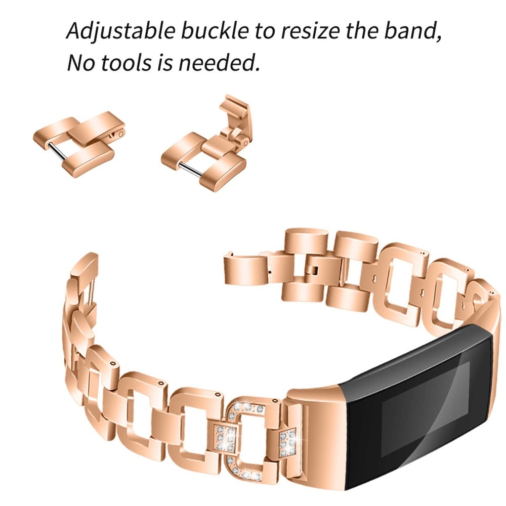 Correa Rhinestone bracelet Fitbit Charge 3/4 Rose Gold