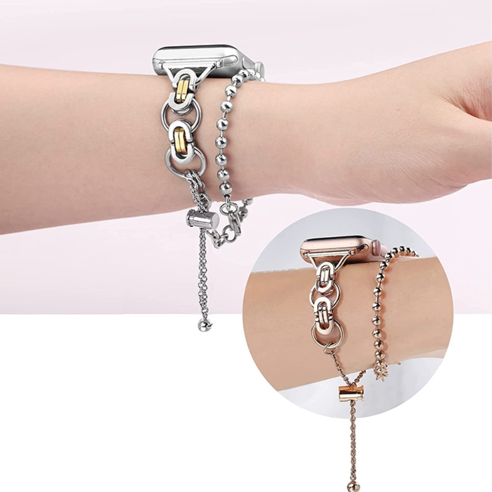 Correa acero con perlas Apple Watch Ultra 2 49mm oro rosa