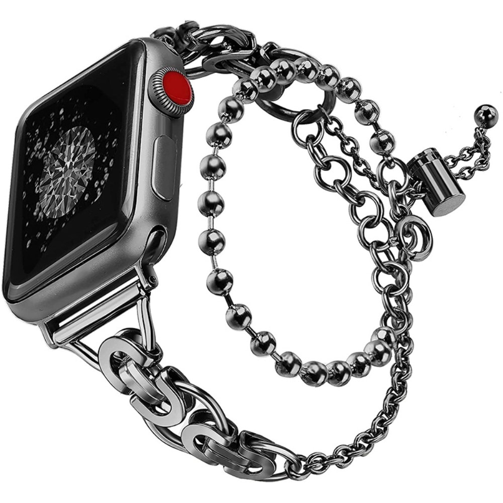 Correa acero con perlas Apple Watch 42mm negro