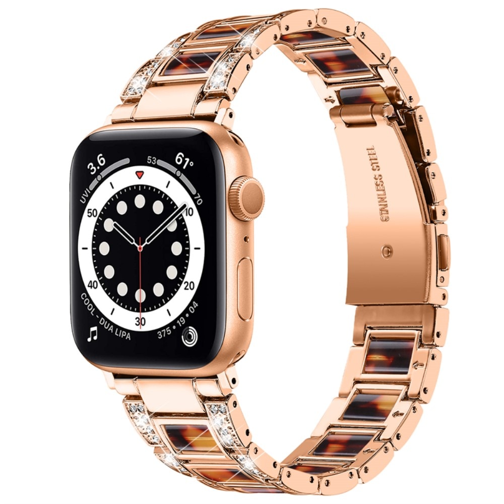 Correa de diamantes Apple Watch 41mm Series 9 Rosegold Coffee