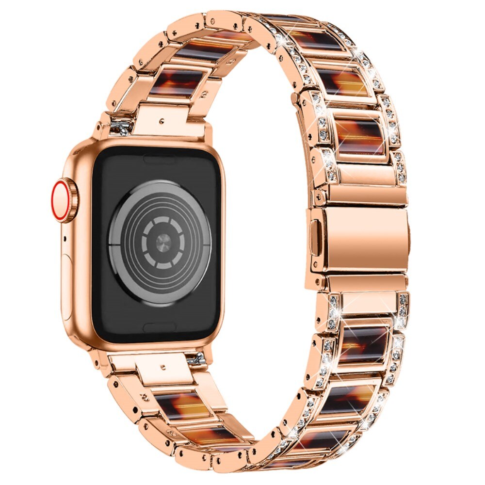 Correa de diamantes Apple Watch 41mm Series 9 Rosegold Coffee