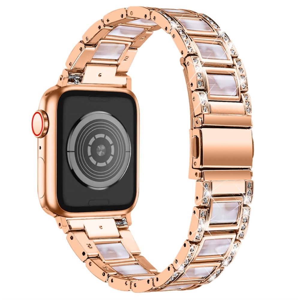 Correa de diamantes Apple Watch 45mm Series 8 Rosegold Pearl