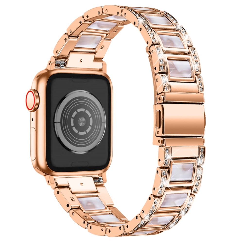 Correa de diamantes Apple Watch 41mm Series 8 Rosegold Pearl