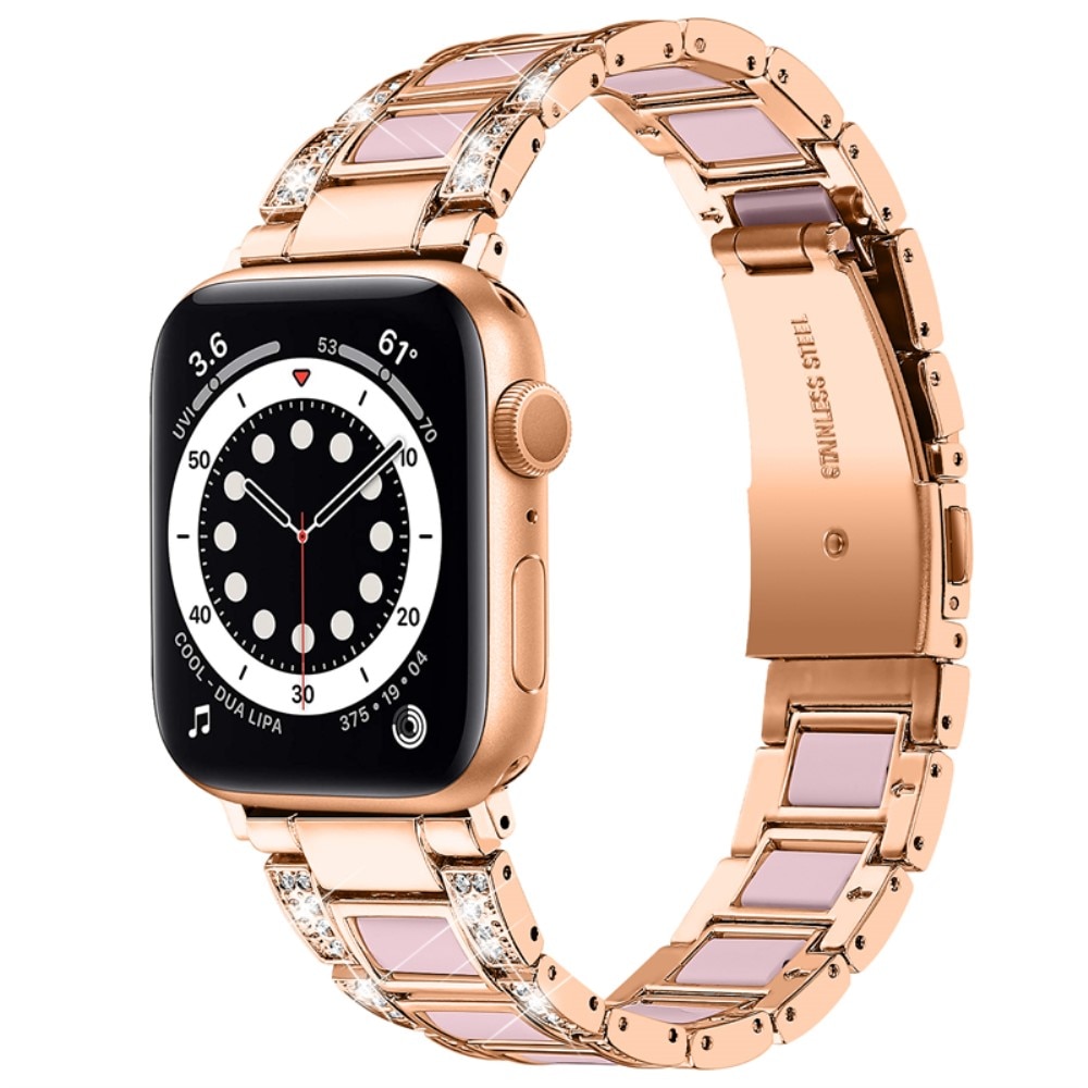 Correa de diamantes Apple Watch 45mm Series 8 Rosegold Rose