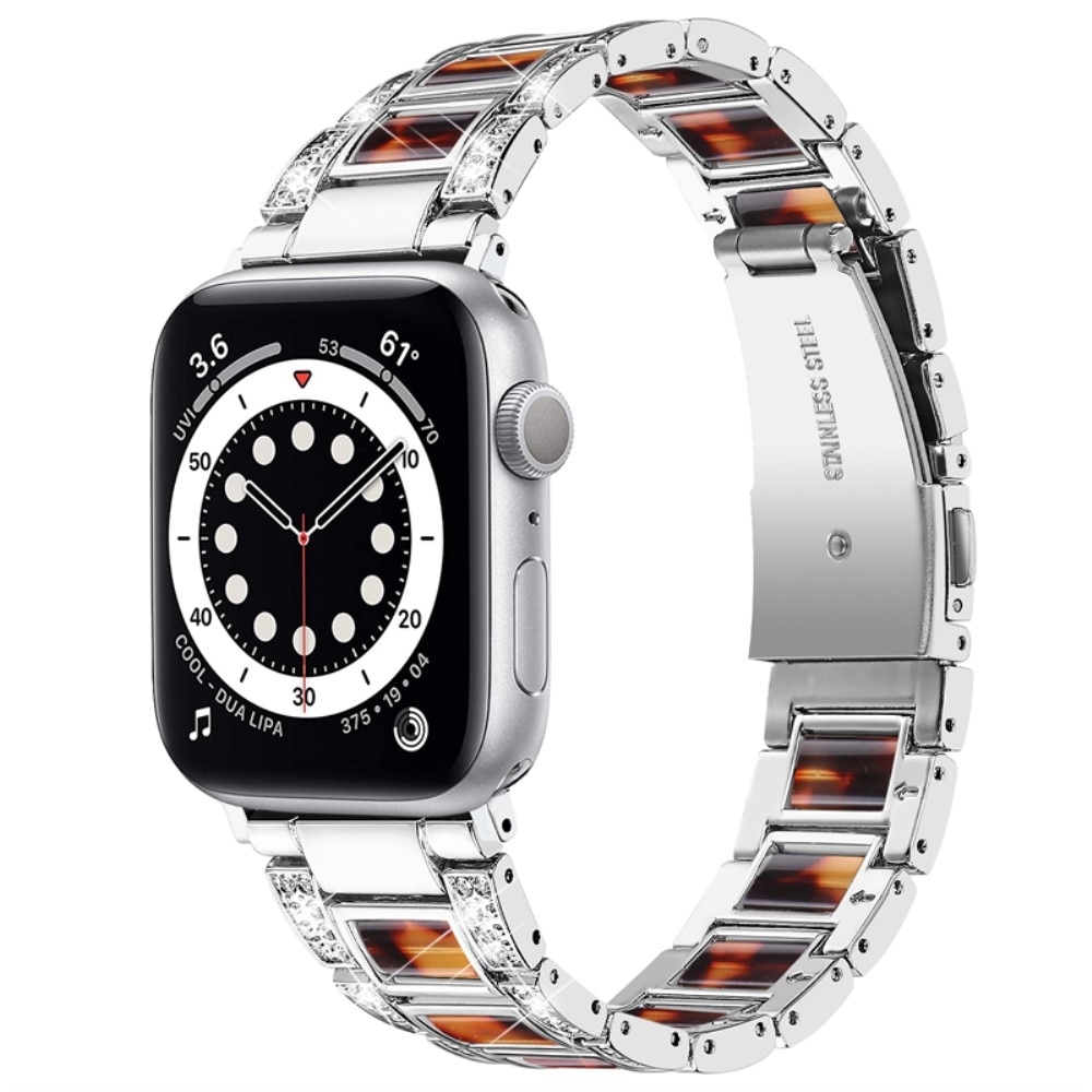 Correa de diamantes Apple Watch 41mm Series 8 Silver Coffee