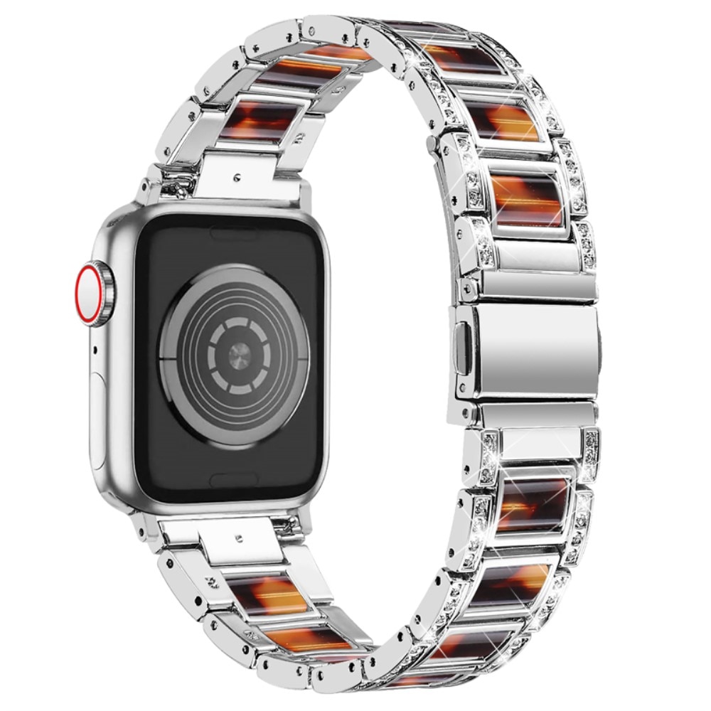 Correa de diamantes Apple Watch 41mm Series 8 Silver Coffee