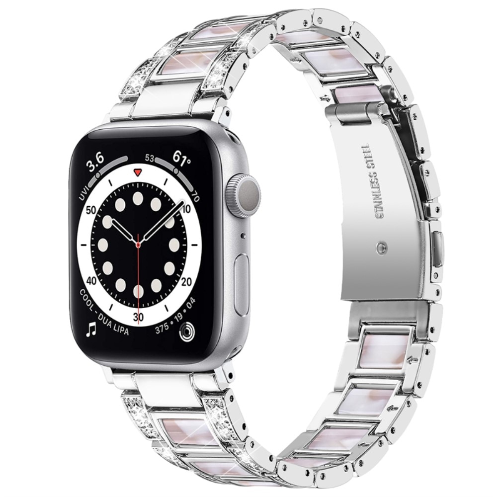 Correa de diamantes Apple Watch 38mm Silver Pearl