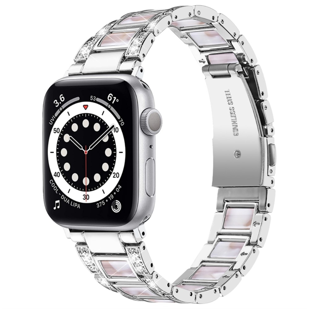 Correa de diamantes Apple Watch 44mm Silver Pearl