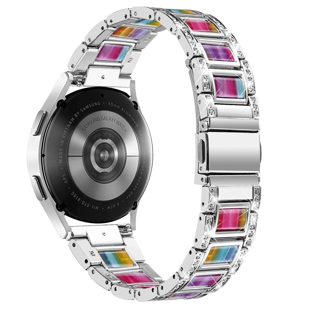 Correa de diamantes Garmin Vivomove Sport Silver Rainbow