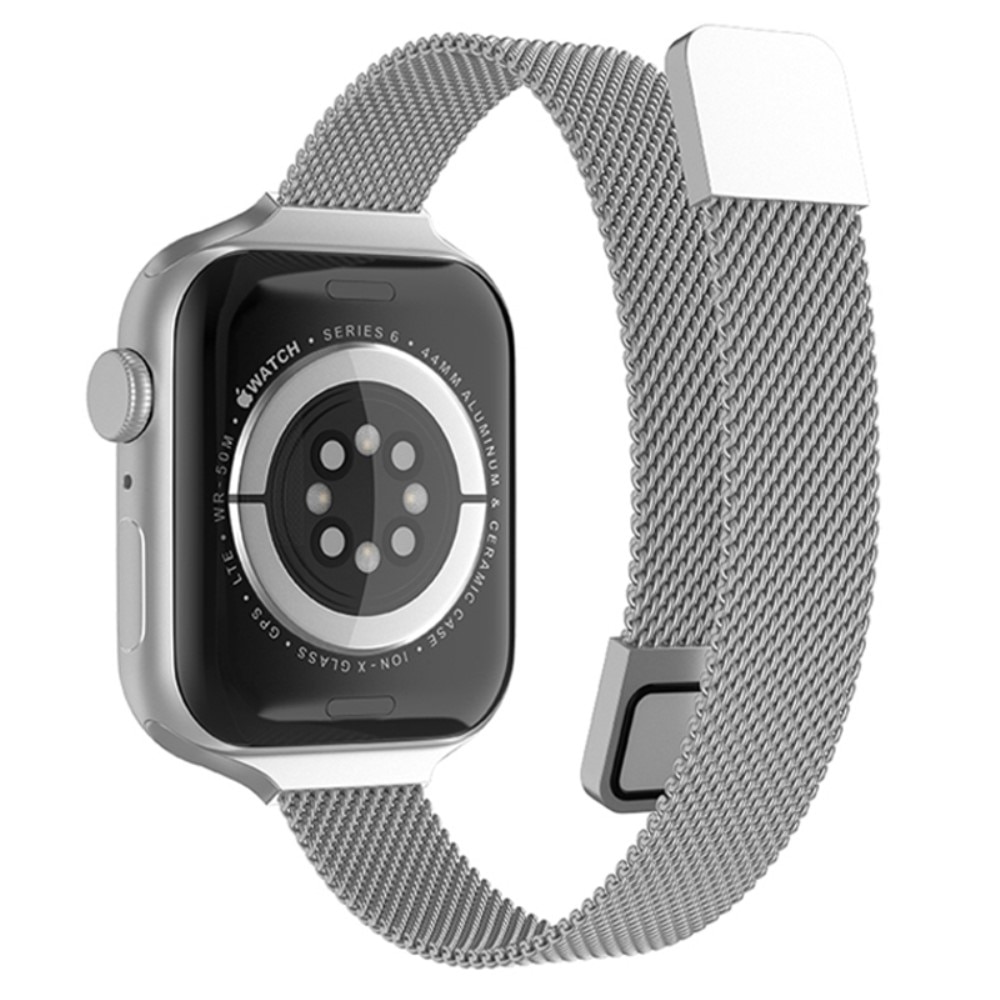 Correa fina milanesa Apple Watch 45mm Series 7 plata