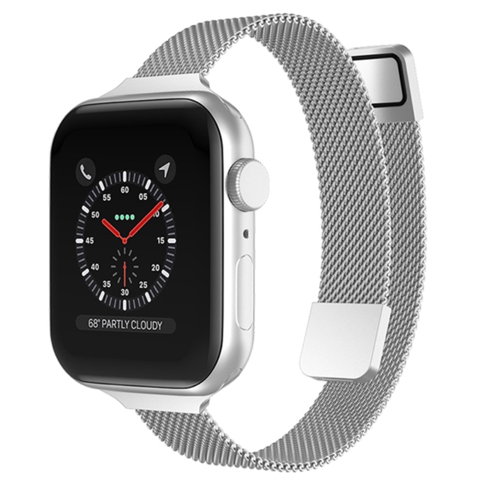 Correa fina milanesa Apple Watch 45mm Series 8 Plata