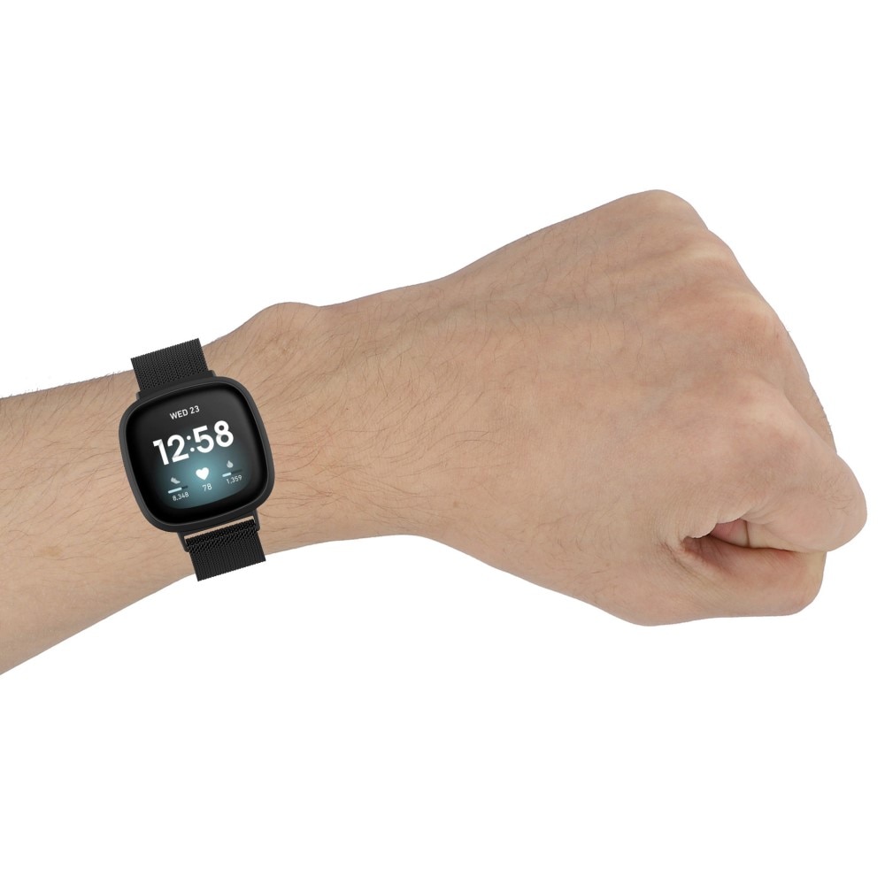 Pulsera milanesa para Fitbit Sense/Versa 3, Negro