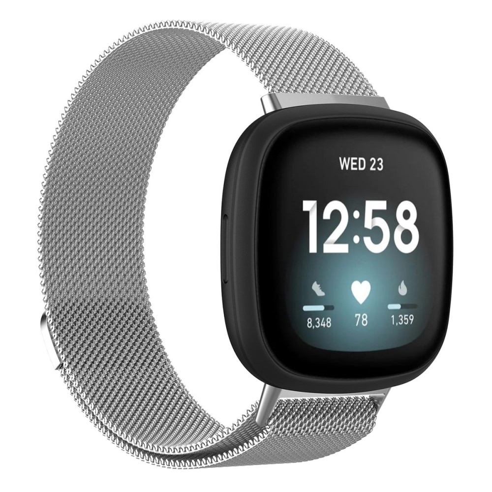 Pulsera milanesa para Fitbit Versa 4, plata