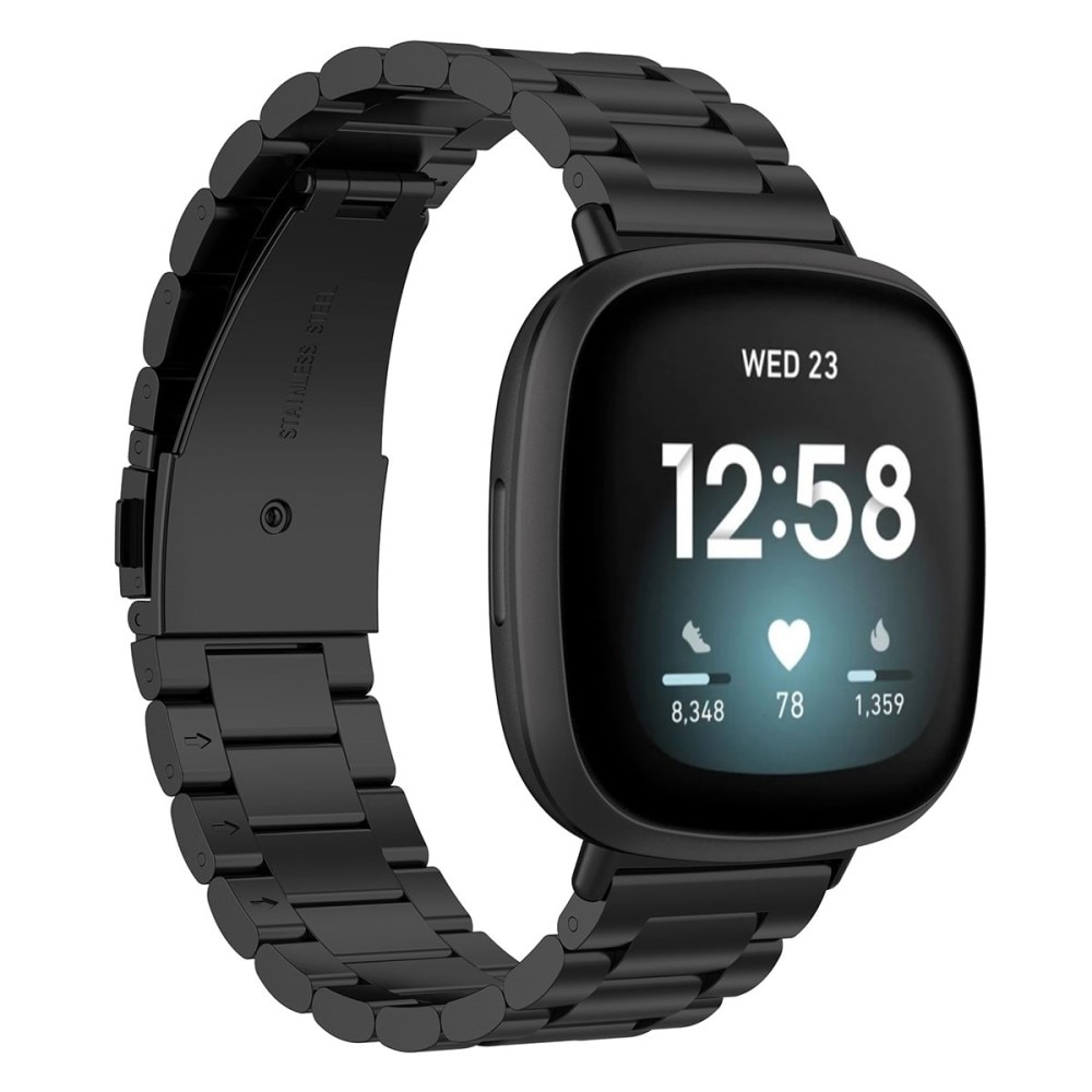 Correa de acero Fitbit Versa 4 Negro