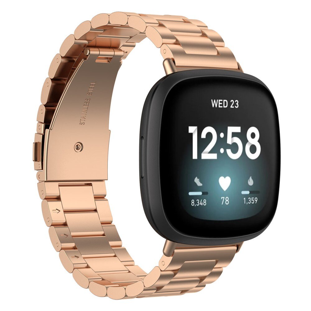 Correa de acero Fitbit Versa 3/Sense Oro rosa