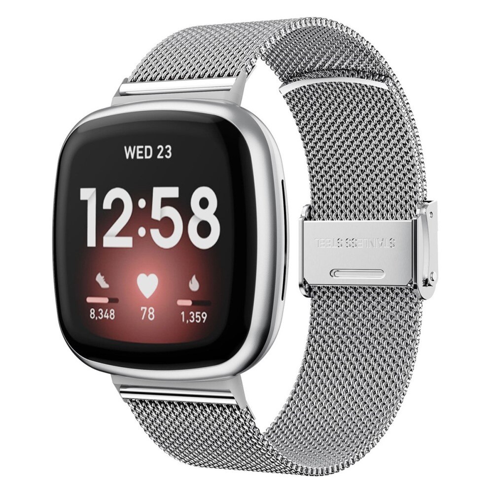 Correa de malla Fitbit Versa 3/Sense Plata