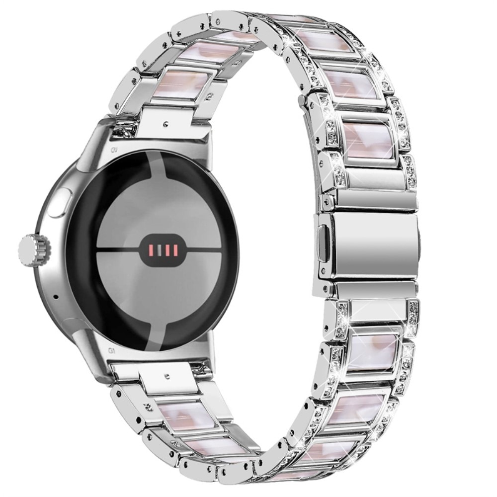 Correa de diamantes Google Pixel Watch Silver Pearl