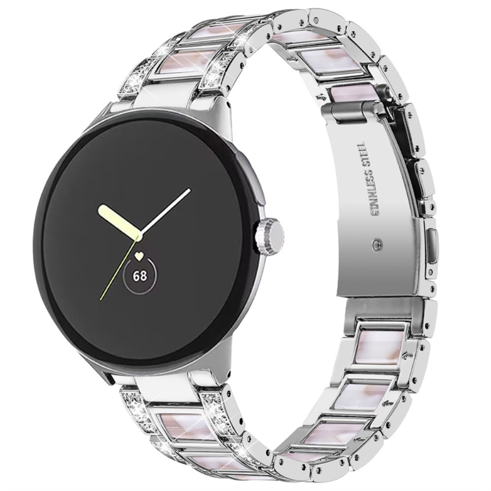 Correa de diamantes Google Pixel Watch 2 Silver Pearl