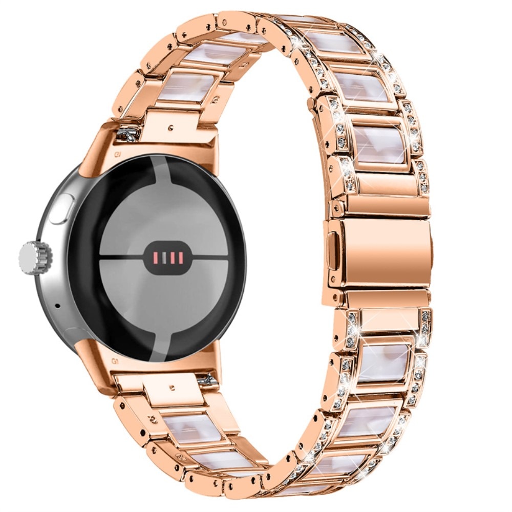 Correa de diamantes Google Pixel Watch 3 41mm Rosegold Pearl