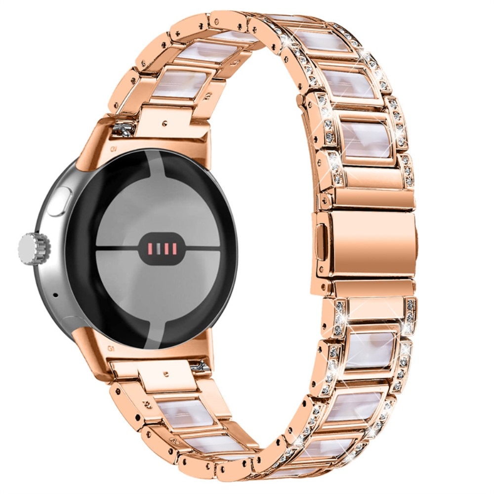 Correa de diamantes Google Pixel Watch Rosegold Pearl