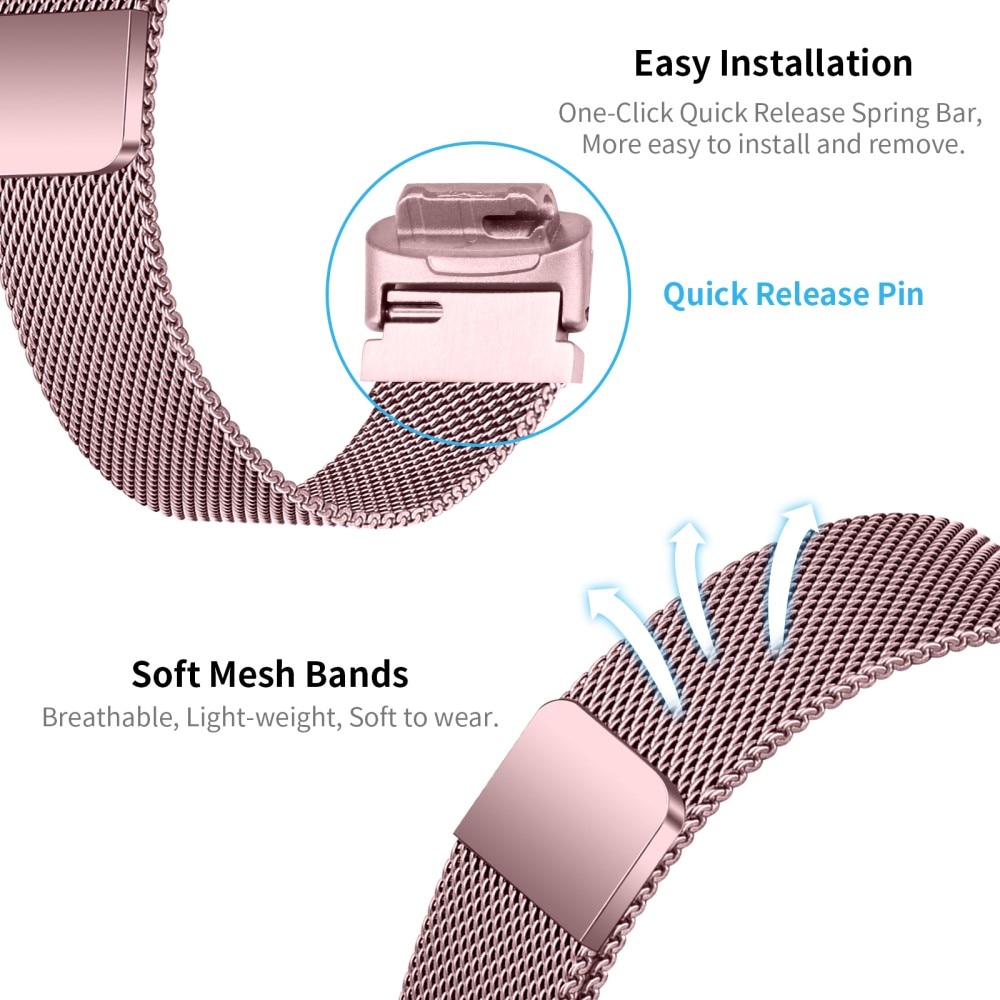 Pulsera milanesa para Fitbit Inspire 3, Rosa dorado