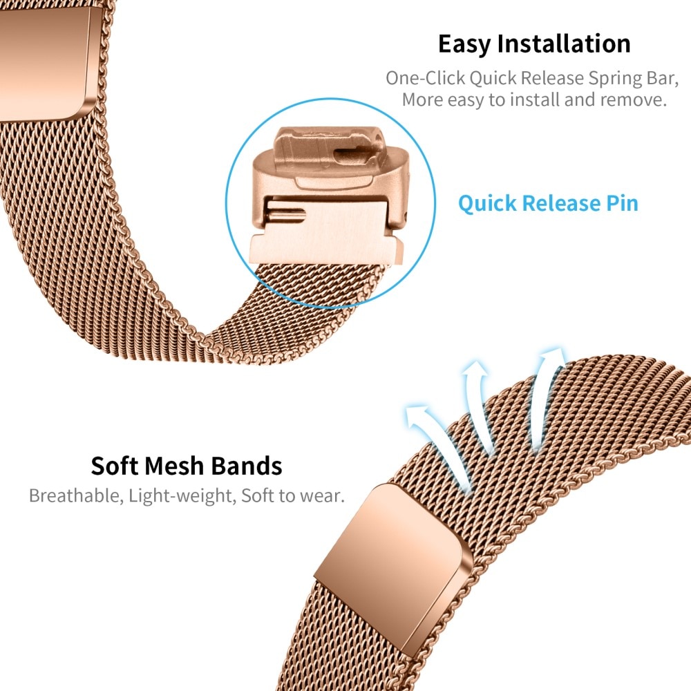 Pulsera milanesa para Fitbit Inspire 3, Oro rosa