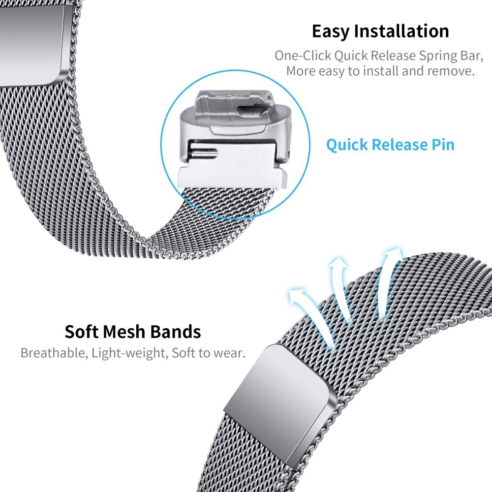 Pulsera milanesa para Fitbit Inspire 3, Plata